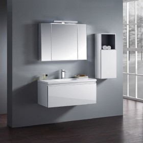 36” White Modern Bathroom Vanity With Double Door Medicine Cabinet